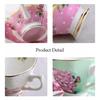 Floral Coffee Cup Sets 170ml Vintage Fine Bone China Tea Cup Spoon and Saucer Set Gold Trim Fine Dining and Table Decor