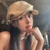 Cloud Plaid Beret Vintage Peaked Hat Korean Octagonal Cap  Women