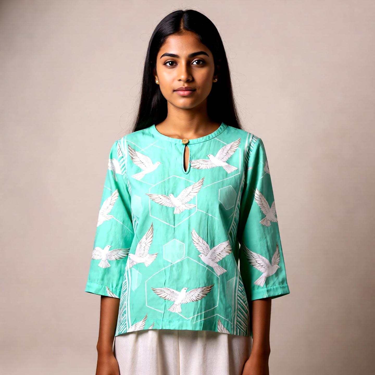 

Vintage Casual Blouse, For Women, Elastic Hemp, Floral Print, Round Neck, Three-Quarter Sleeves, Elegant Loose Top 5XL чорний