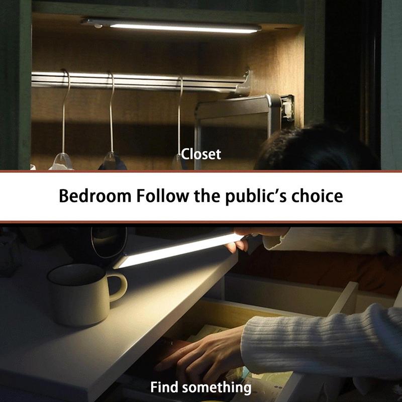 Under Counter Lights Motion Sensor Warm Lamp 2200mAh USB Rechargeable Closet Lights Adhesive 3 Levels Dimmable Under Counter