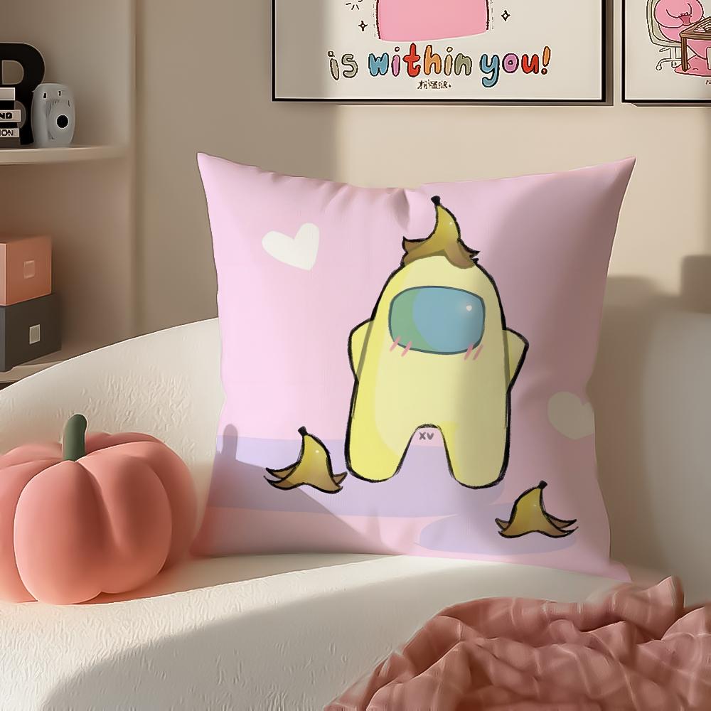 Fun Deduction Party Board Game AAmong Us Cushion Cover Pillowcase Short Plush Invisible Zipper Room Sofa Cushion Cover