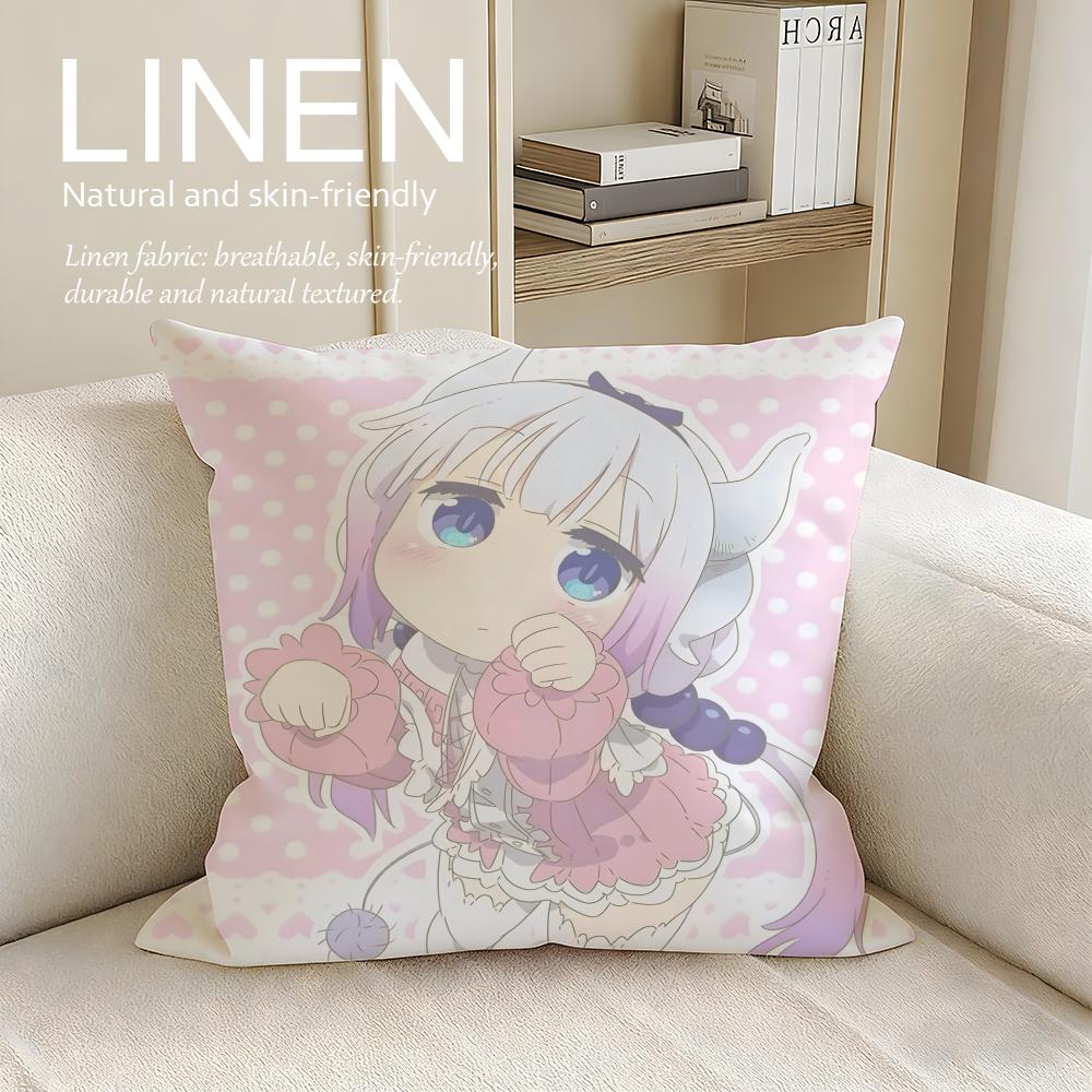 Fantasy Miss Kobayashis Dragon Maid Cushion Cover Pillowcase Set Pcs x x Breathable Washable Sofa Cushion Cover