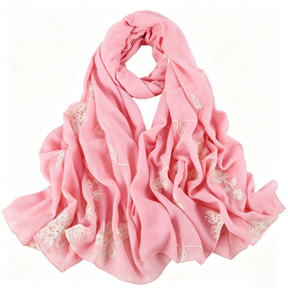 Cotton and linen ethnic style headscarf shawl scarf women s embroidery flower fashion soft women s headscarf 175*95cm