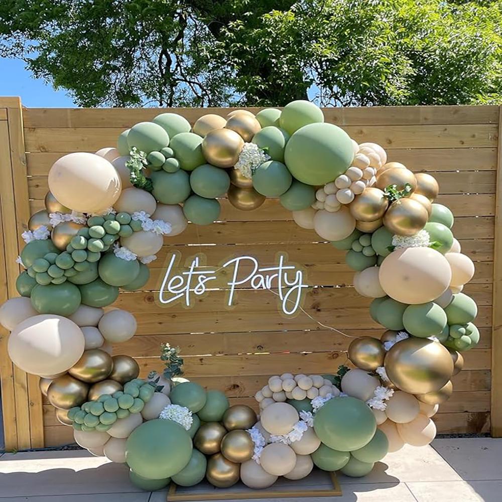 Avocado Green Balloons Arch Garland White Sand Gold Globos Kit Birthday Party Baby Shower Gender Reveal Background Decoration