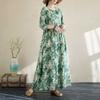 2025 New Floral Vacation Style Travel Round Neck Vintage Dresses