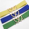 Simple Double Heart Buckles Waist Cincher Elastic Waistband Breathable Fabric Corset Belt For Women Fashion Accessories