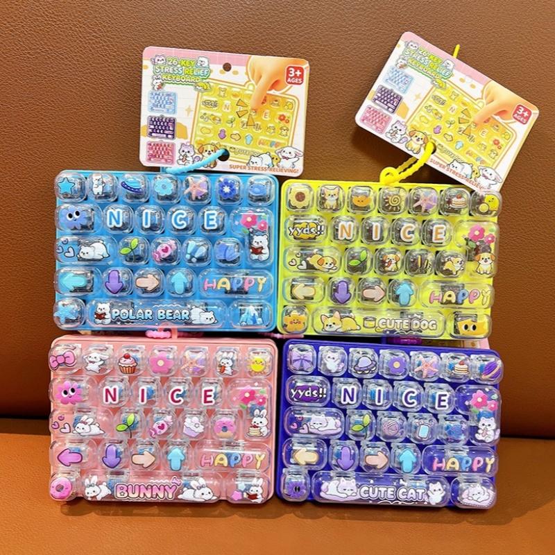 26-Key Decompression Button Transparent Cute Design Mini Keyboard Pendant Simulation Keyboard Keyboard Keychain