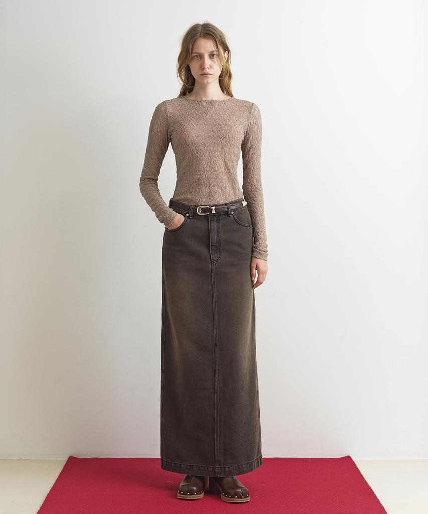 Aobteu Lace See Through Top - Mocha