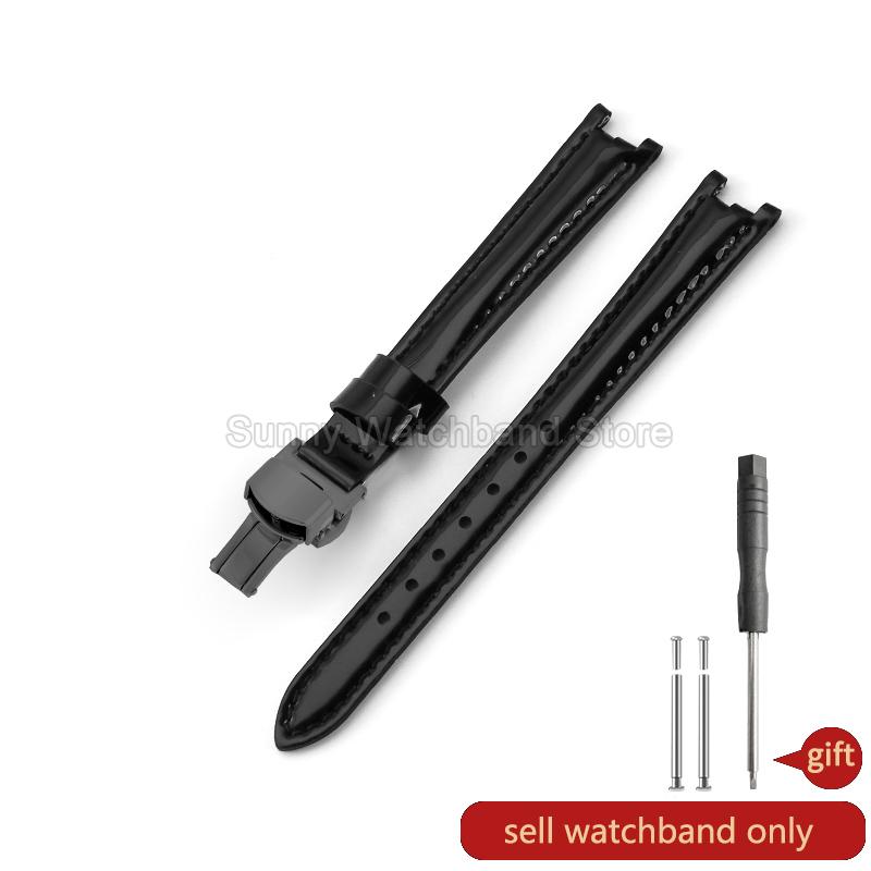 Concave Interface Design Women's Genuine Leather Watch Accessories 12mm for Tissot 1853 Flamingo T094210 Series Watch Strap