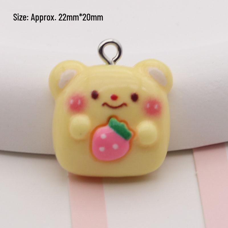 Resin Cartoon Bear Pendant Keychain - Bright Surface Cute DIY Jewelry Accessory