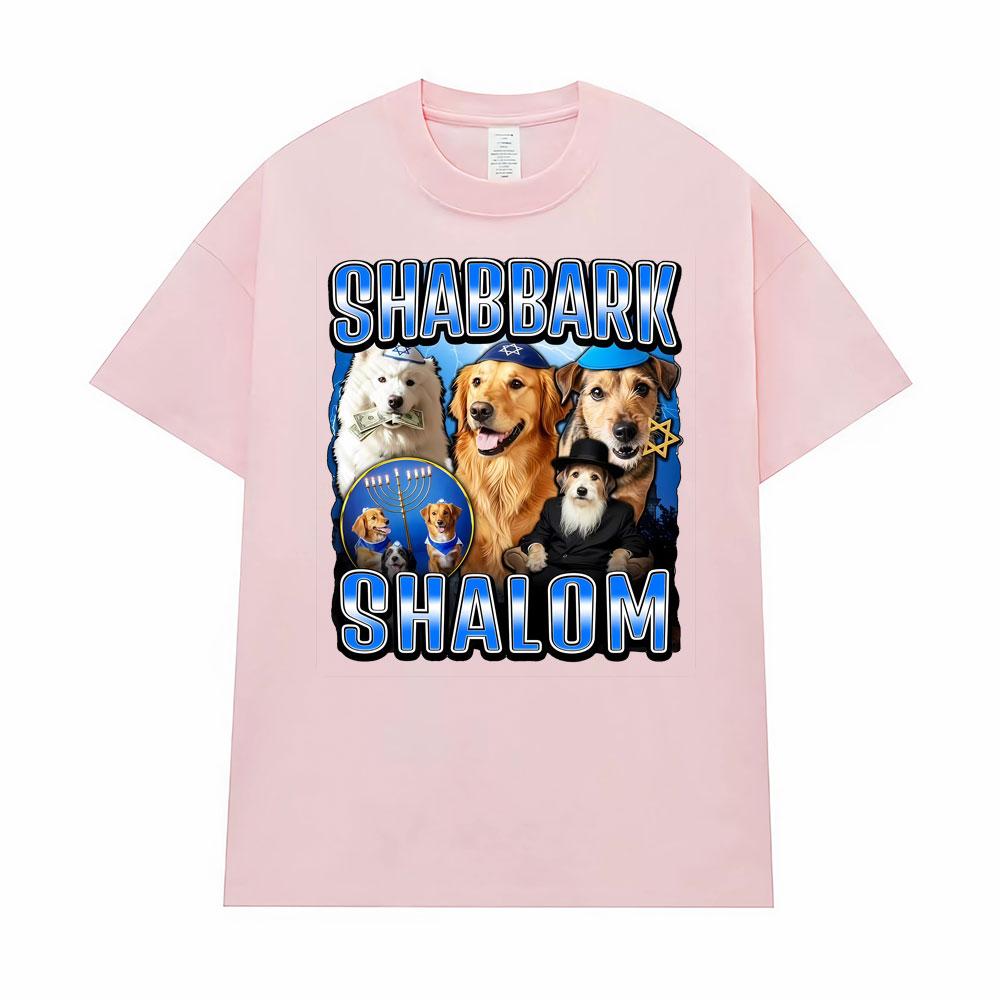 Vintage Classic Shabbark Shalom Jewish Dog Print T-Shirt Unisex Women Oversized Loose Short Sleeve T Shirts Casual Fashion T-Shirts