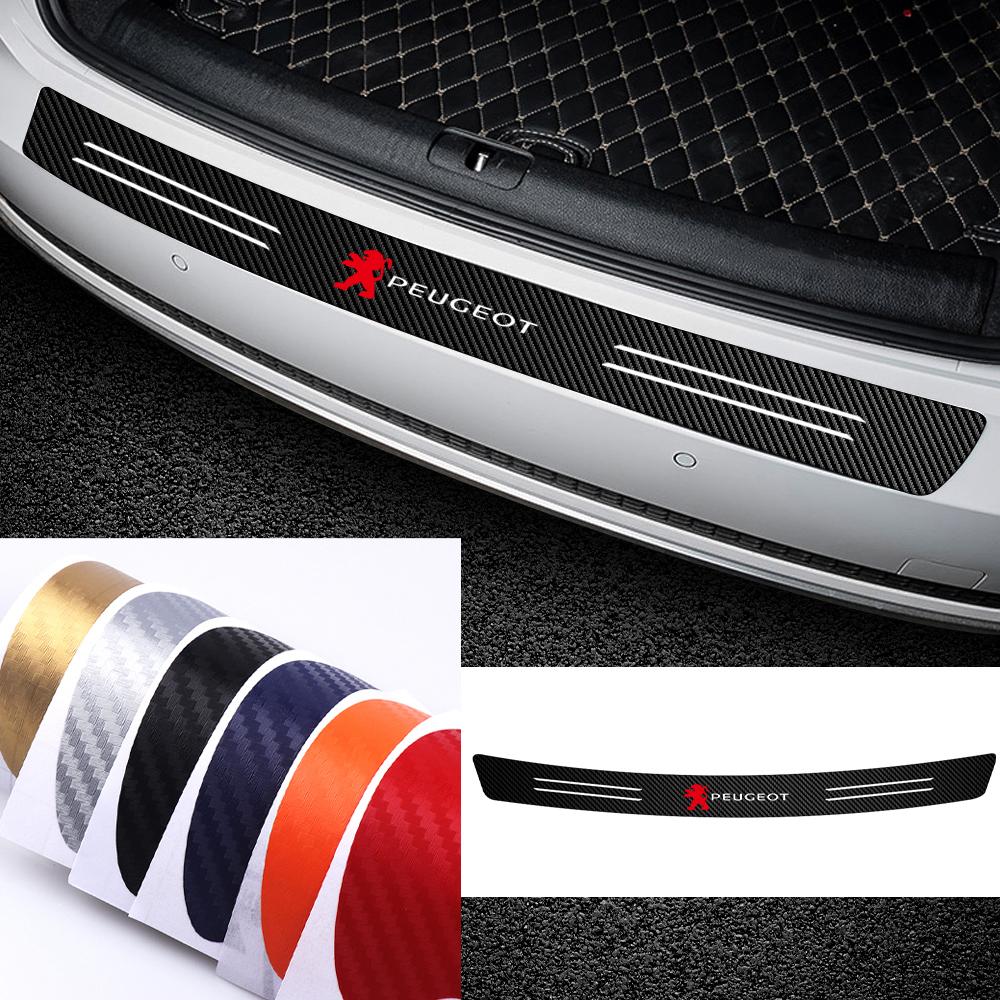 1PCS Carbon Fiber Car Door Sill Threshold Protector Stickers Decals Center Cover For Peugeot 208 3008 308 206 2008 406 5008 207