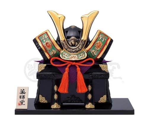 Colorful Success Helmet (Chrysanthemum Greenery, with Chinese Chest) [(Helmet) 9.5cm, (Cheet) 8cm] | Boys  Day Dolls