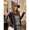Korean Retro Double Zipper Hooded Sweatshirt Jacket - Women's Slim Fit Long Sleeve Autumn Top