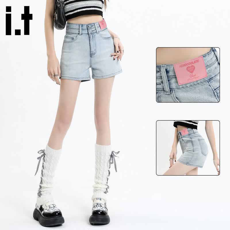 :CHOCOOLATEit Women s High-Waist Double-Button Denim Shorts M