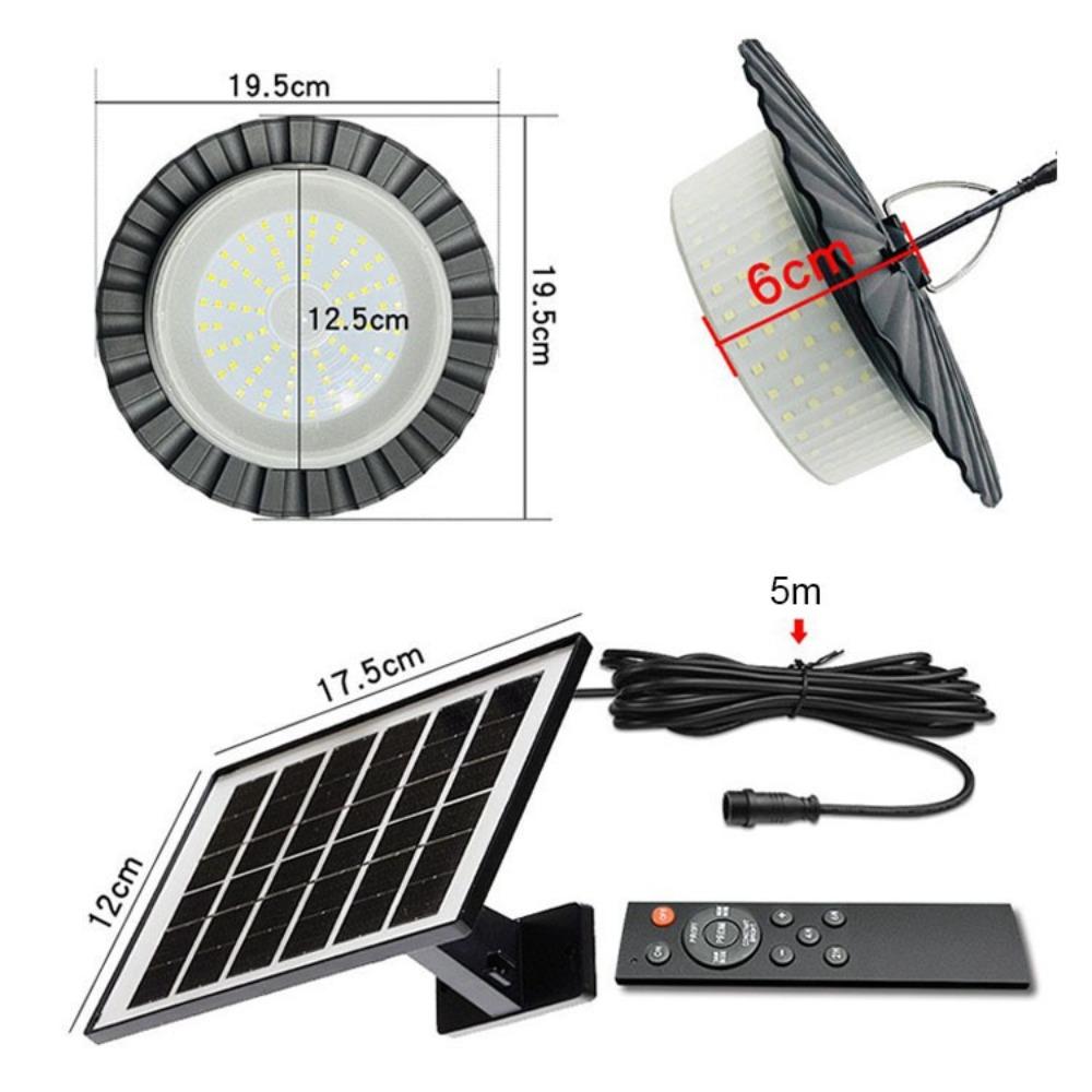 Solar Shed Barn Light Indoor Outdoor 244 LED Solar Pendant Light 5 Modes Solar Motion Sensor Light with Remote IP65 Waterproof