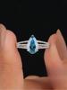 925 Sterling Silver Vintage Fashion Sea Blue Pear Zircon Ring For Women Engagement Wedding Simple High Quality Fine Jewelry