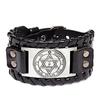 Vintage Charm Wide Leather Bracelet for Men Punk Hexagon Male Wristband Viking Bracelet Mens Jewelry Party Accessories