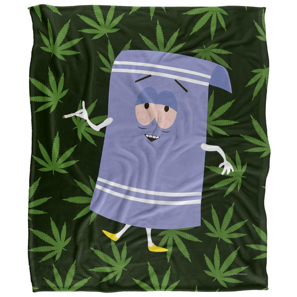 South Park Silky Leaf Print Towelie Supersoft Blanket