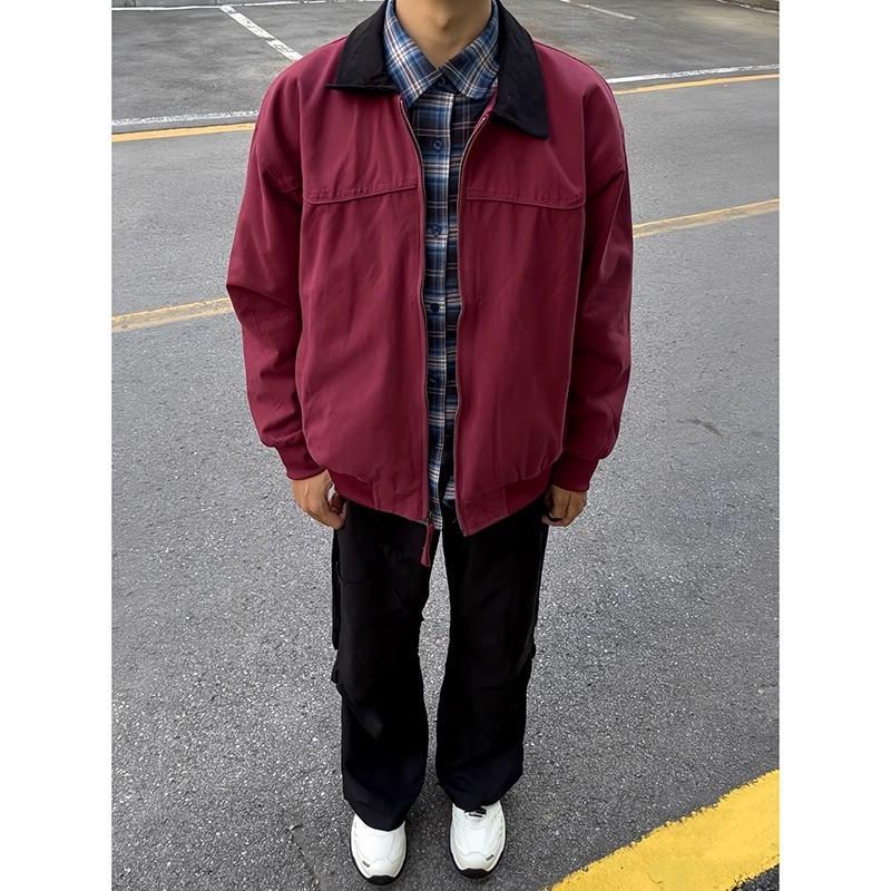 Mens Short Jacket Vintage Detroit Workwear Aviator Style Fall Trendy Outerwear