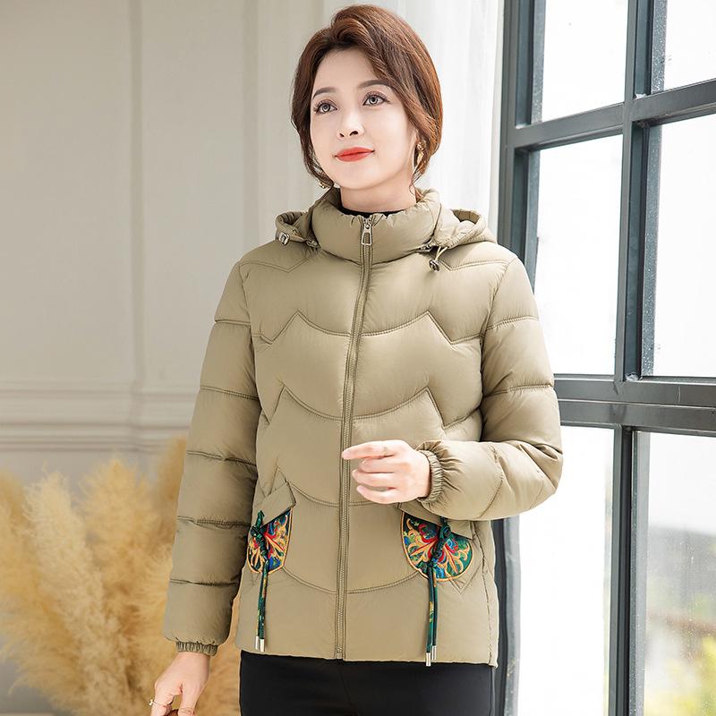 Parka ricamati Giacca Invernale da Donna Cotone Imbottito Cappotto Outfit della Mamma Piuma Cotone Capospalla