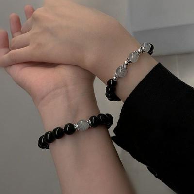 Chinese Valentine's Day Couple Bracelet Retro Style Bead Bracelet Ins Niche Design Simple Best Friend Jewelry Matching