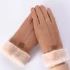 Women's Autumn Winter Touchscreen Suede Gloves, Velvet-Lined and Thickened for Warmth, Perfect for Cycling