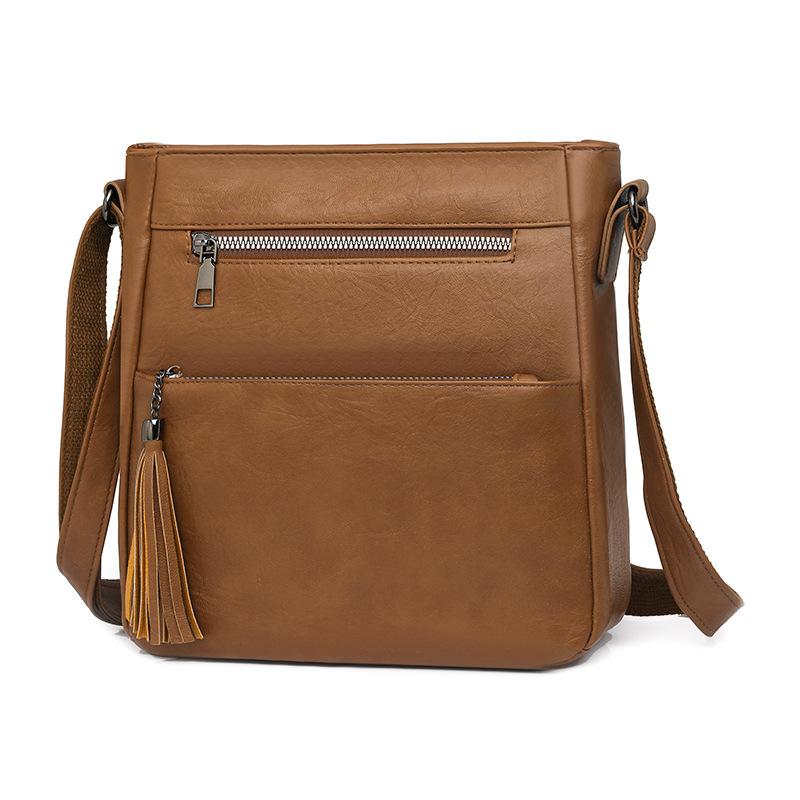 Женская сумка многокарманная на плечо кроссбоди коричневый