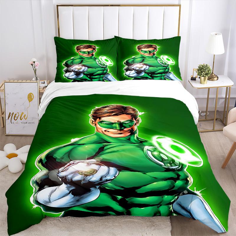 3pcs Green Lantern Ring Cover Set,Soft Comfortable Duvet Cover,Guest Room (1*Duvet Cover + 2*Pillowcases, Without Core) yy251024140