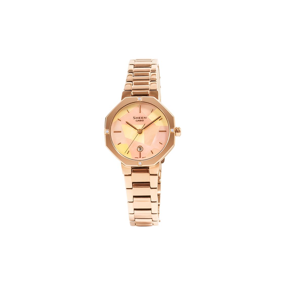 

CASIO Women s SHEEN Mother Of Pearl Color Watch SHE-4543CG-4AUPRL Regular Watch Box