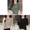 Ice Silk Short Sleeve T Shirt With Knitted Hollow Design For Summer Casual Women