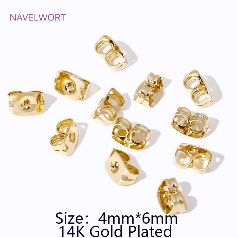 50/100Pcs 14K Gold Plate Brass Earing Back Stopper Butterfly Earing Plug For Jewelry Making DIY Earring Jewelry Accessories