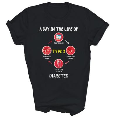 Un Giorno Nella Vita Di Camicia Unisex Diabetica Consapevolezza Diabete di Tipo 1 Regalo