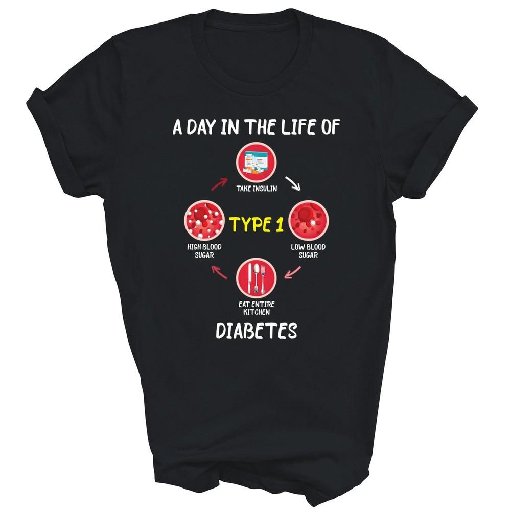

A Day In The Life Of Type 1 Diabetes Awareness Diabetic Unisex Shirt Gift L