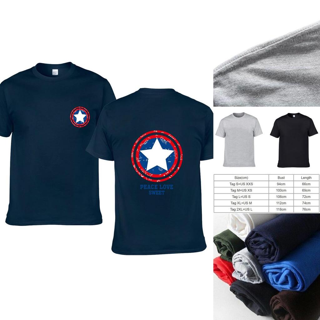 Classic Captain America Men's Casual T-shirt With Short Sleeves And O-neck Design