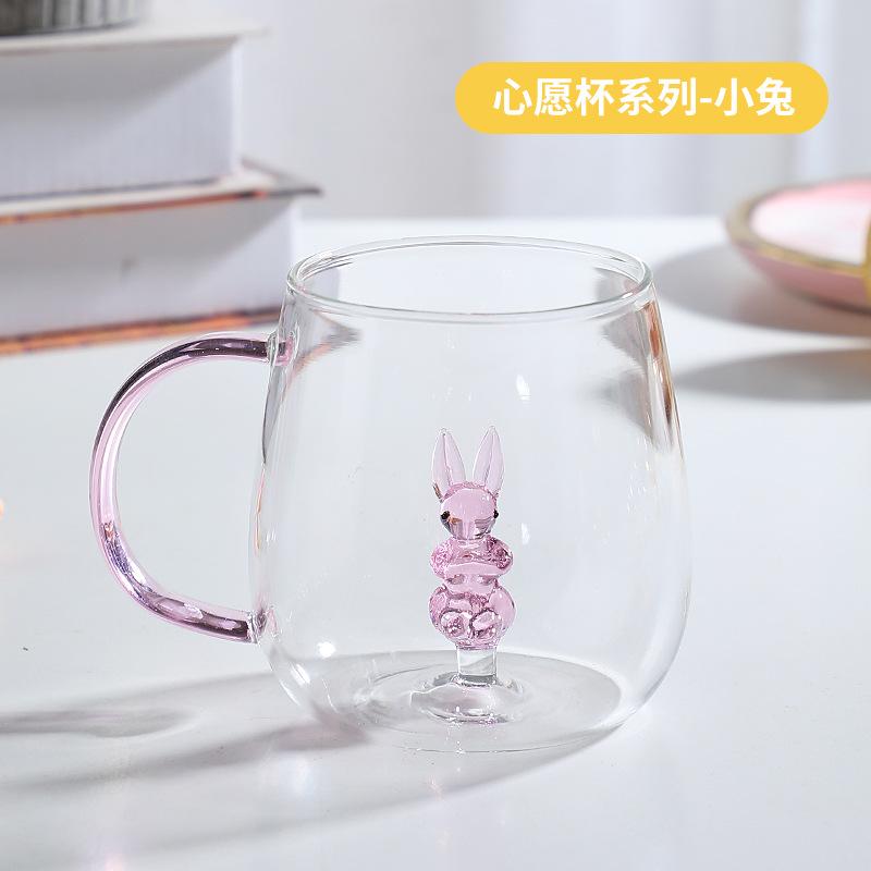 400 ml 3D-Wasserglas, Cartoon-Tierform, Glastasse, Kaffeetasse, kreatives Design, Modellierung, süßes Trinkglas, Wasserbecher, Geschenk für Liebhaber
