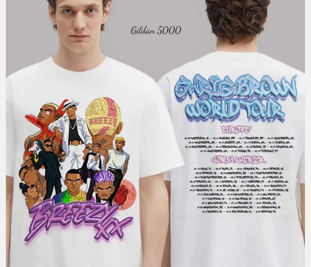 

Chris Brown Стадионный Мировой Тур 2025 20 Лет Крису Брауну Аниме Футболка S