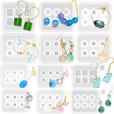 FUNSHOWCASE 14-Piece Silicone Bead Mold Set with 6 Holes for Earrings, Spheres, Balls, and Holes, for UV Resin, Epoxy Resin, Pendants, Keychains, Jewe
