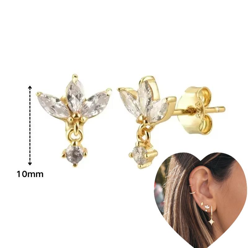 925 Silver Ear Needle White Zircon Butterfly/Water Drop Hoop Earrings Drop Earrings For Women Fashion Wedding Jewelry