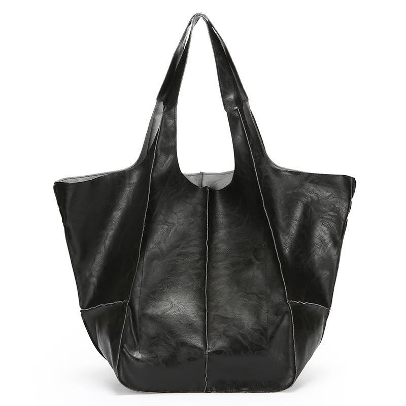 

2025 Ретро Новая Простая Большая Сумка Мягкая Кожа Большая Вместимость Одноплечевая Сумка-Тоут чёрный