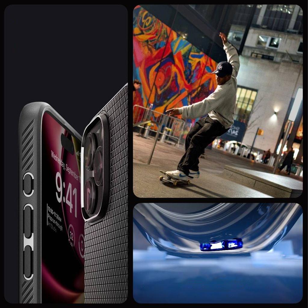 Etui Do Iphone 15 Pro Spigen Liquid Air Case Obudowa Plecki Ochronne Matte Black + Szkło