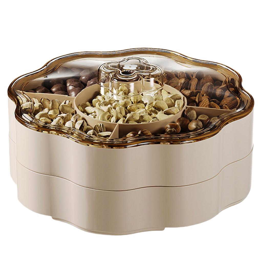 Candy Box Plastic Dry Fruit Container with Cover for Living Room 5 Compartments Snacks Organizer for Household Use