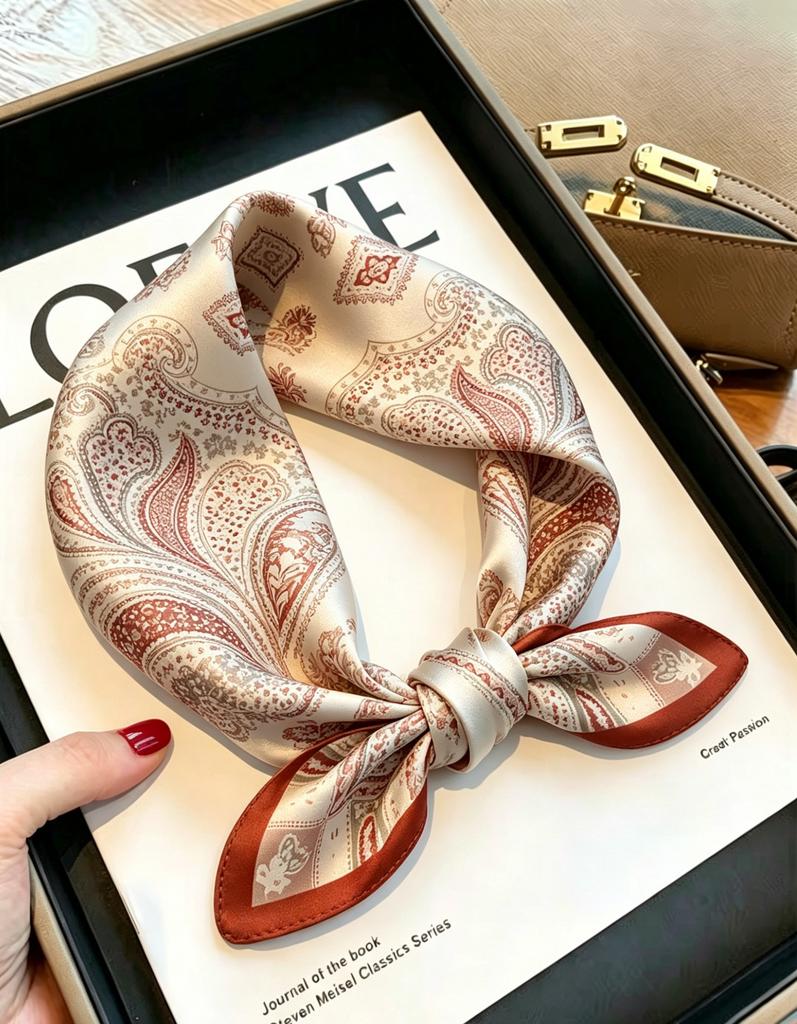 [111 mulberry silk] Bonas women's silk small square scarf silk scarf 11 new autumn and winter gift mother small scarf