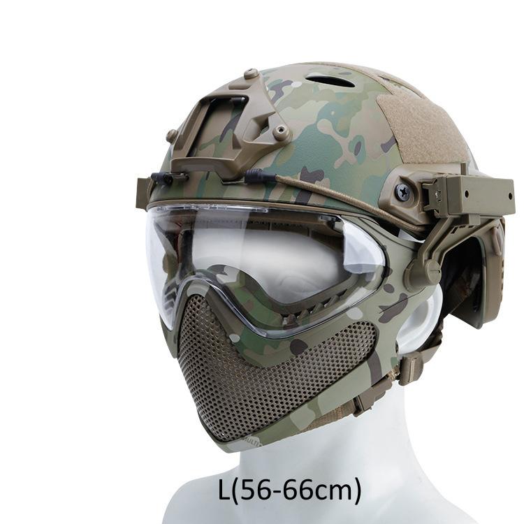 Tactical Helmet   Mask   Goggle Sets Outdoor Airsoft Paintball Helmet with Goggles FAST PJ Helmets CS Game Full Face Protection