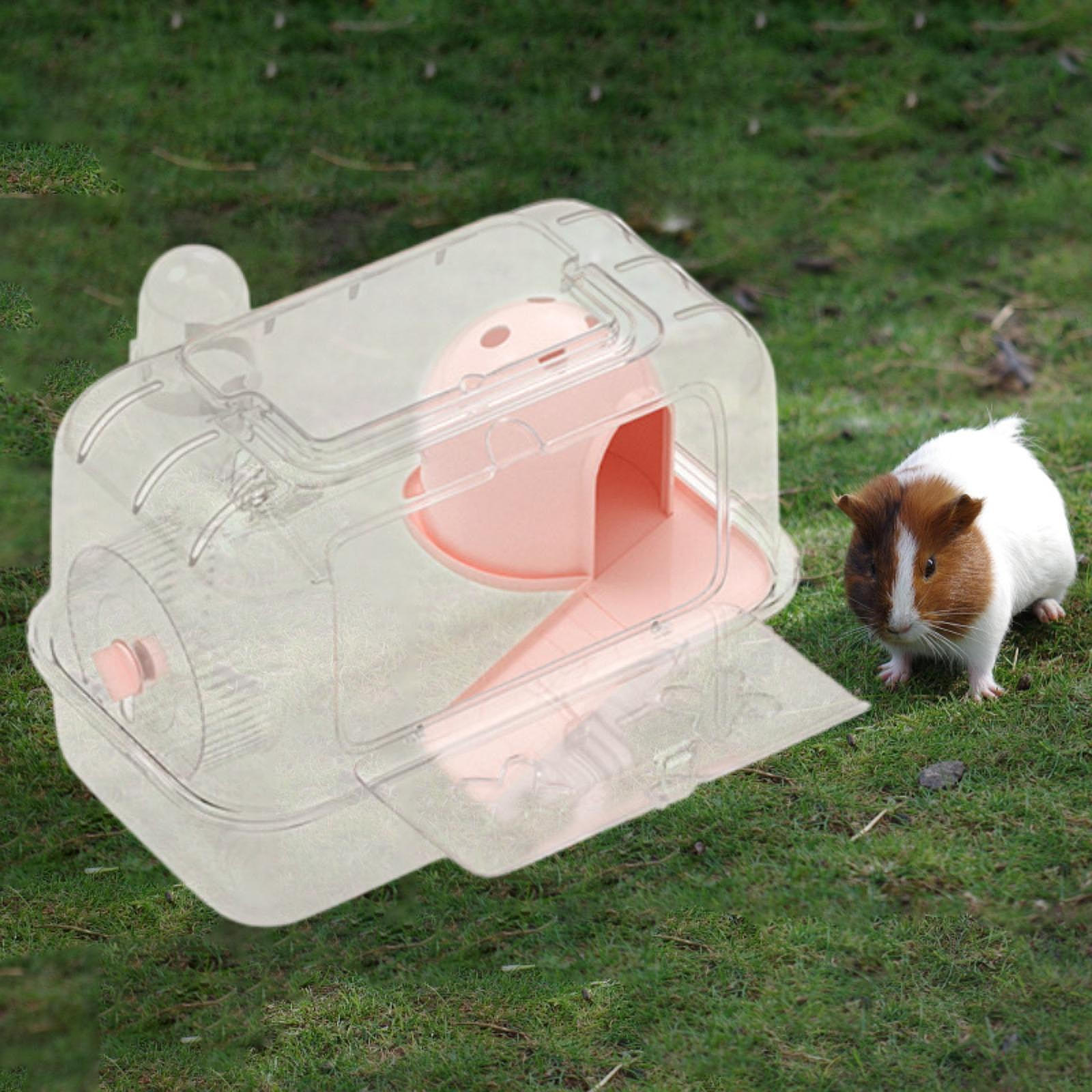 

Клетка для хомяка, упражнения, игры, портативная вентиляция, дышащая, маленькое животное с ручкой для переноски transparent pink