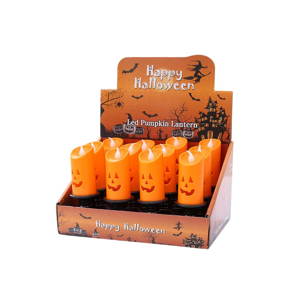 6PCS Pumpkin Candle Light, Orange Flameless Candle Lights LED Lamps Festival Decor Light For Halloween Party Table Centerpieces