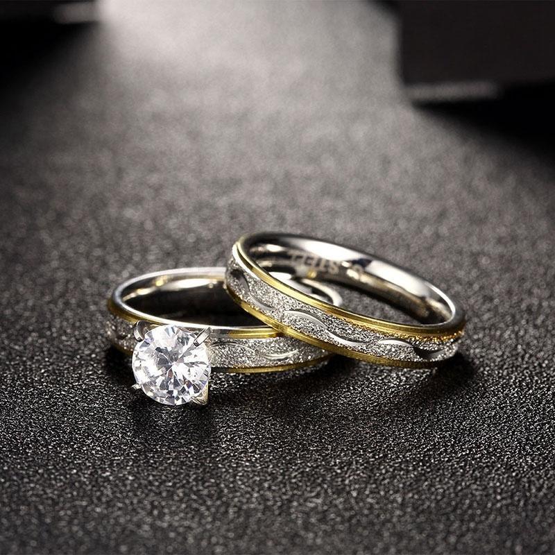 Marca Joyería Color Titanium Steel Zircon Ring Brand Double Marca Joyería Color Titanium Steel Zircon Ring Brand Double