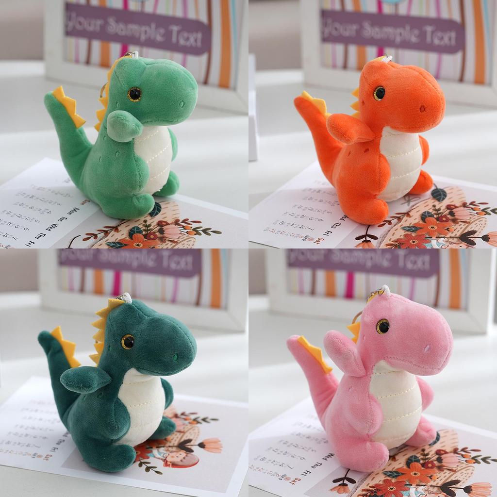 Cute Dinosaur Plush Toy Key Holder Pp Cotton Filled Mini Stuffed Animal For Kids