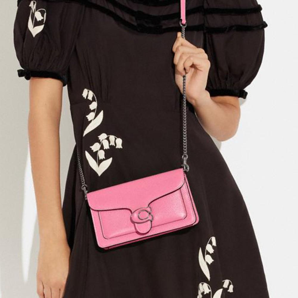 Coach Tabby 21 Flap Closure Pebble Leather Shoulder Crossbody Clutch Small Women Bags Pink CJ350-LHVDT