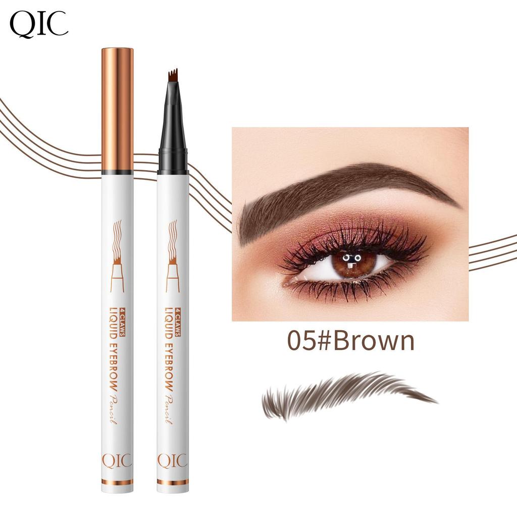QIC Ultra-fine Four-pronged Water Eyebrow Pencil, Long-lasting Waterproof, Sweat-proof and Non-smudging Liquid Eyebrow Pencil, Four-claw Wild Eyebrow.